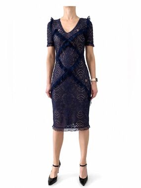 BCBGMAXAZRIA Womens Floral Stretch Lace Sheath Dress